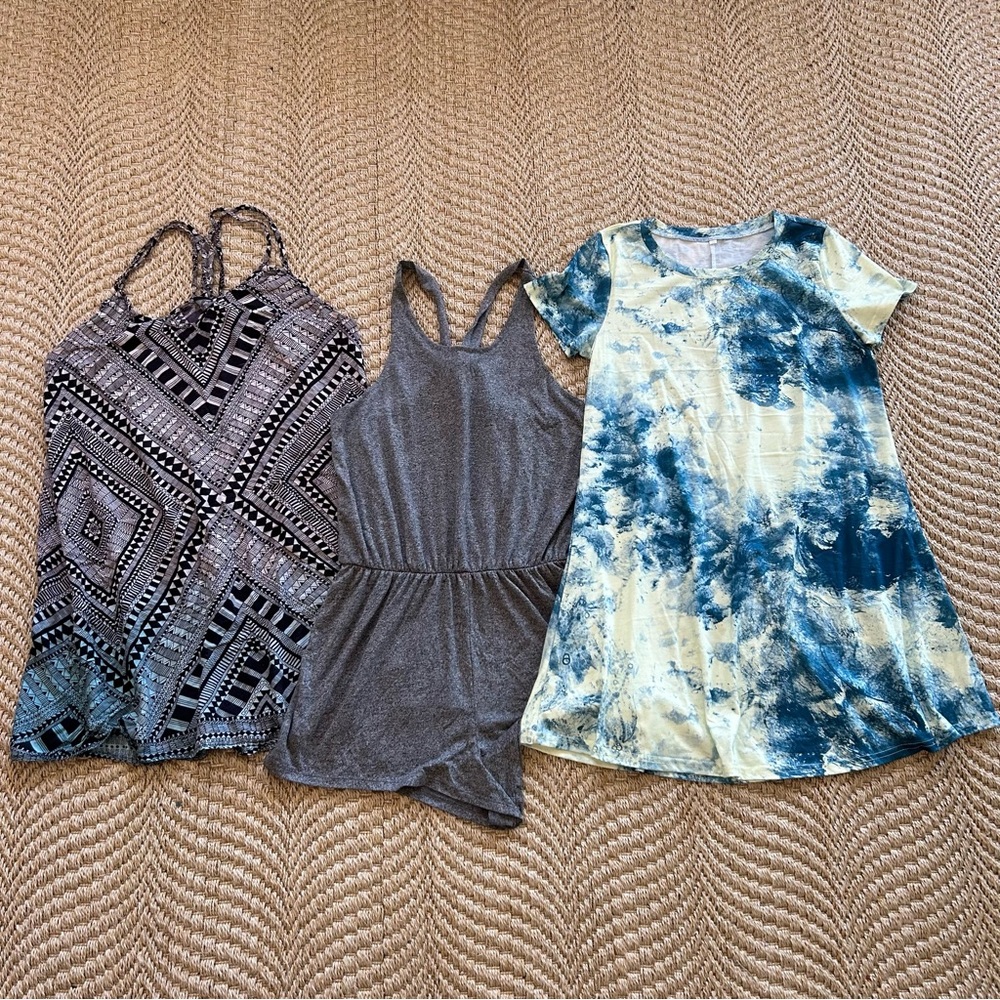 Women’s Small Set of 3 Dresses & Romper Beach Coverups Summer Dress Bundle